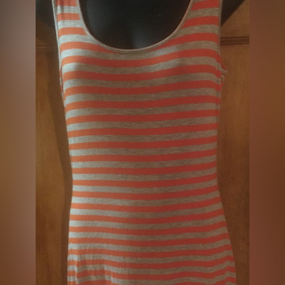 Woman’s Calvin Klein Size 2 (XS-S) Sleeveless Long Maxi Dress ORANGE AND GRAY - Picture 4 of 11